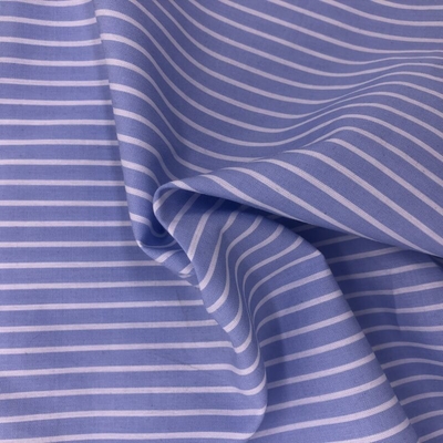 OEM ODM Custom 35% Lyocell 65% Polyester 108GSM Blue Striped Woven Lyocell  Fabric