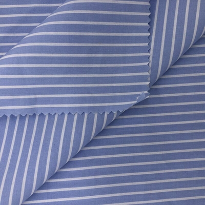 OEM ODM Custom 35% Lyocell 65% Polyester 108GSM Blue Striped Woven Lyocell  Fabric