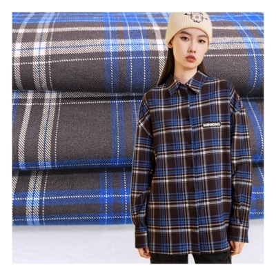 255GSM Direct Sale Anti Wrinkle Plaid Shirt Fabric Durable Easy Care for Business Casual Wear