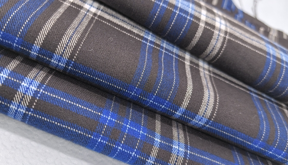255GSM Direct Sale Anti Wrinkle Plaid Shirt Fabric Durable Easy Care for Business Casual Wear