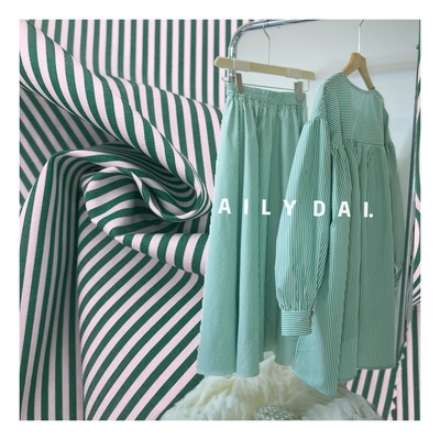 Customizable 120GSM 100% Organic Cotton French Terry Cloth Fabric Stripe Pattern Woven Technics for Shirts Dresses Worsted Yarn