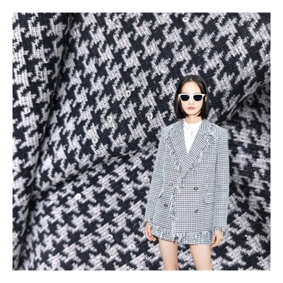 345GSM Luxury Textured Houndstooth Fancy Yarn Woven Fabric for Premium Suit Tailoring