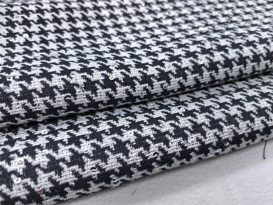 345GSM Luxury Textured Houndstooth Fancy Yarn Woven Fabric for Premium Suit Tailoring